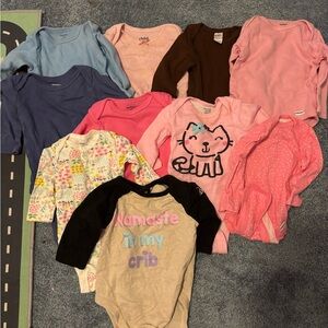 10 girls 0-3 month long sleeve onesie